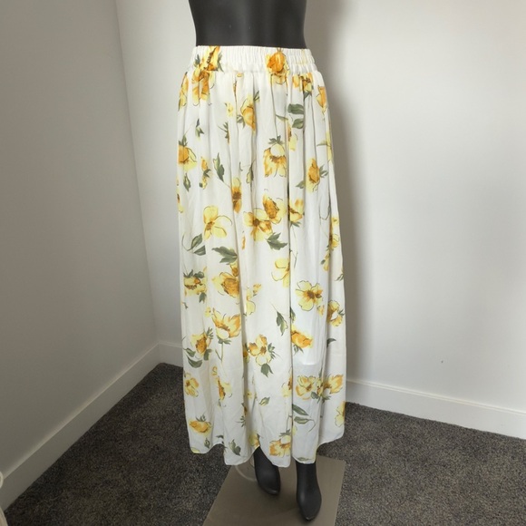 Women’s White Maxi Skirt with Yellow Floral Print - Picture 2 of 5